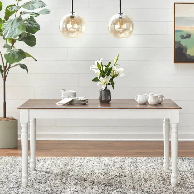 Table rectangulaire Simple Living Skipton noyer/blanc en hévéa - Noyer