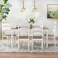 Table rectangulaire Simple Living Skipton noyer/blanc en hévéa - Noyer