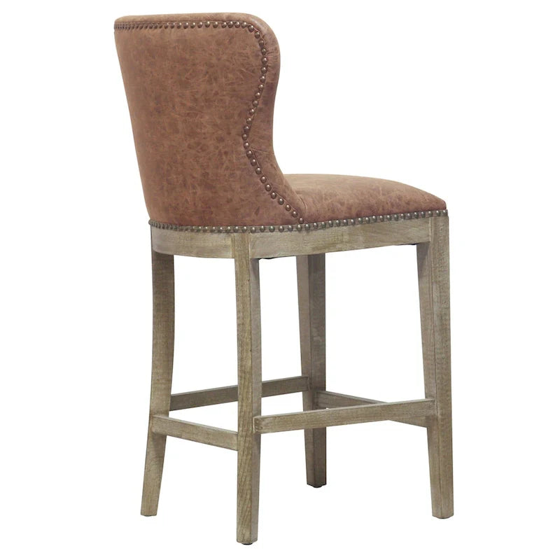 Tabouret de comptoir Dorsey en nubuck brun et gris