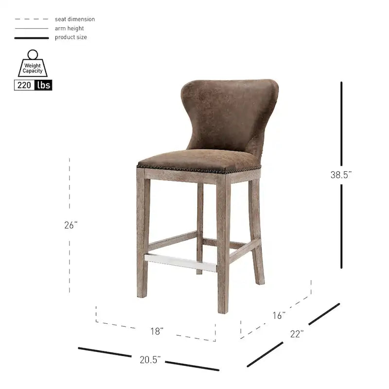 Tabouret de comptoir Dorsey en nubuck marron et gris