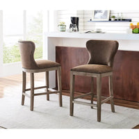 Tabouret de comptoir Dorsey en nubuck brun et gris