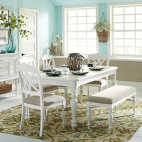 Ensemble de table rectangulaire Summer House blanc huître, 6 pièces