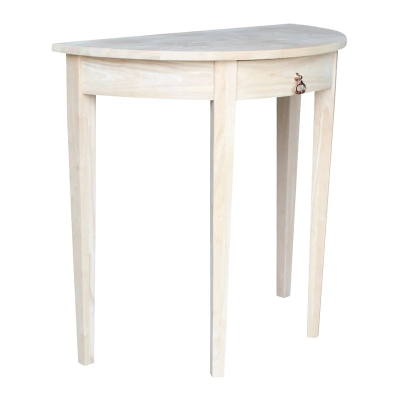 Table demi-lune brute en bois de parawood massif