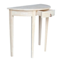 Table demi-lune brute en bois de parawood massif