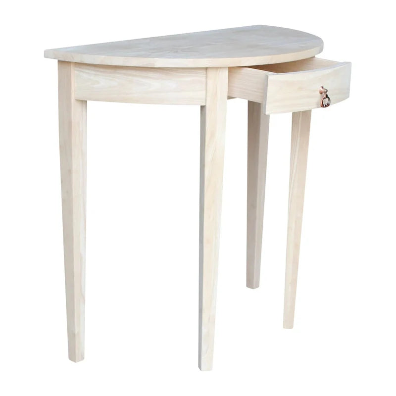 Table demi-lune brute en bois de parawood massif