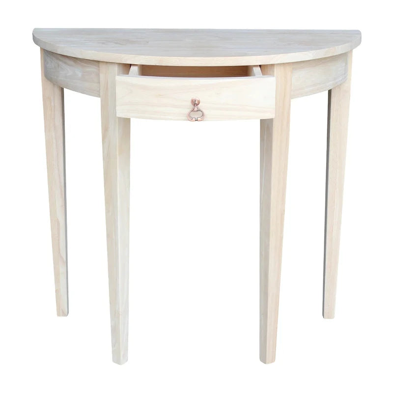 Table demi-lune brute en bois de parawood massif