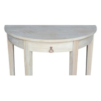 Table demi-lune brute en bois de parawood massif