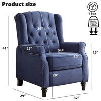 Fauteuil Inclinable à Dossier Poussé avec Dossier Capitonné et Pieds en Bois