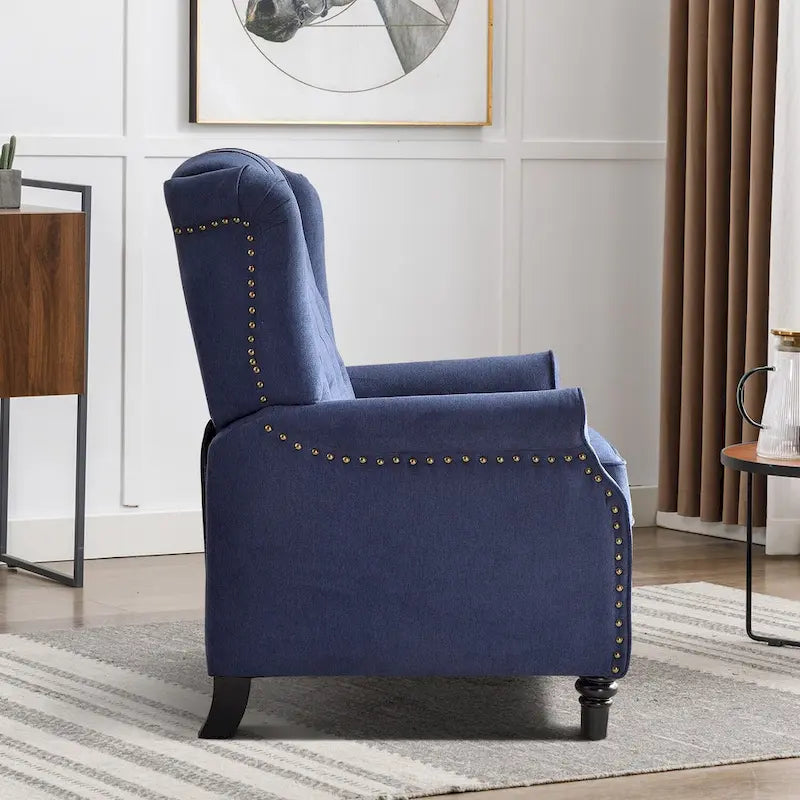 Fauteuil Inclinable à Dossier Poussé avec Dossier Capitonné et Pieds en Bois
