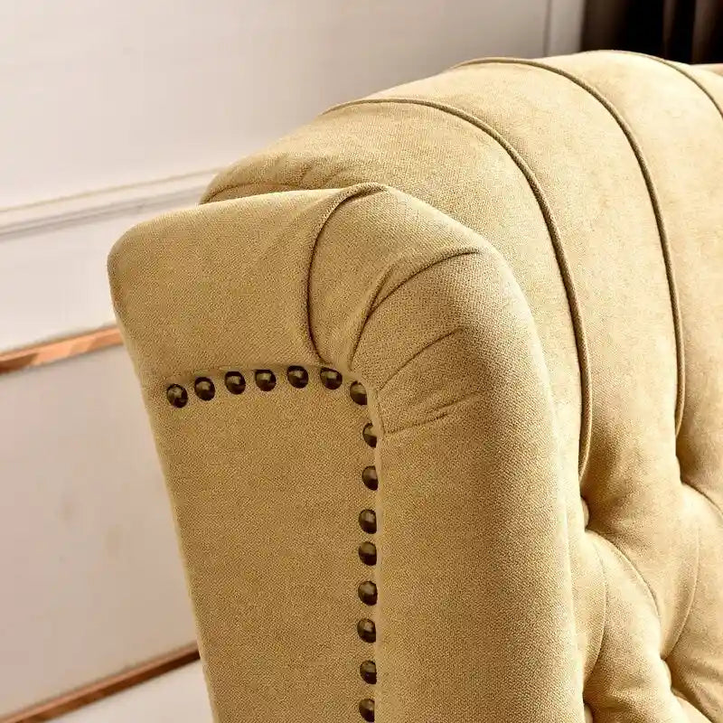 Fauteuil Inclinable à Dossier Poussé avec Dossier Capitonné et Pieds en Bois