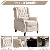 Fauteuil Inclinable à Dossier Poussé avec Dossier Capitonné et Pieds en Bois