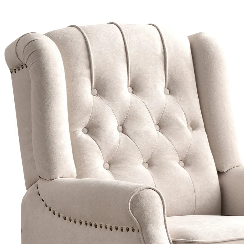 Fauteuil Inclinable à Dossier Poussé avec Dossier Capitonné et Pieds en Bois