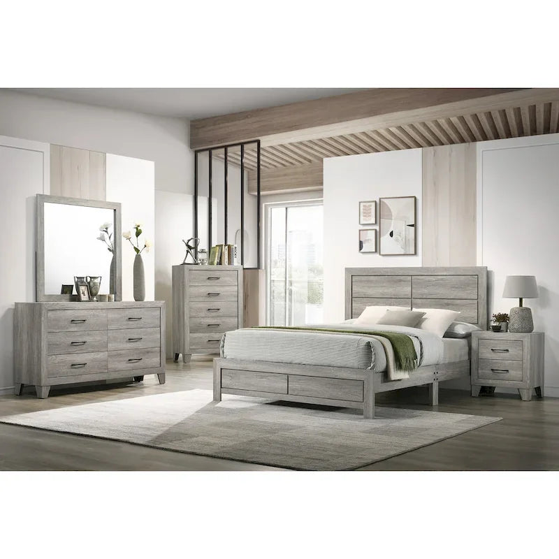 Ensemble de chambre plateforme rustique gris Jan 3 pièces