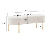 Banc ottoman, banc de lit rembourré pour entrée avec pieds en métal doré pour salon - 45,7*15,4