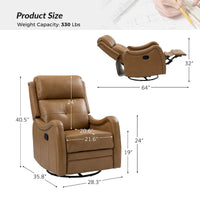 Lot de 2 Fauteuils Inclinables Pivotants à Bascule FrancoModern en Cuir Véritable avec Clous Décoratifs par HULALA HOME