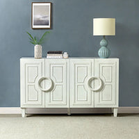 Buffet contemporain Connie de 58 po avec poignées de porte rondes en bois massif par HULALA HOME