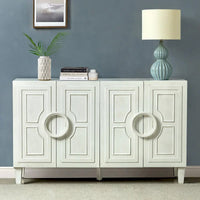 Buffet contemporain Connie de 58 po avec poignées de porte rondes en bois massif par HULALA HOME