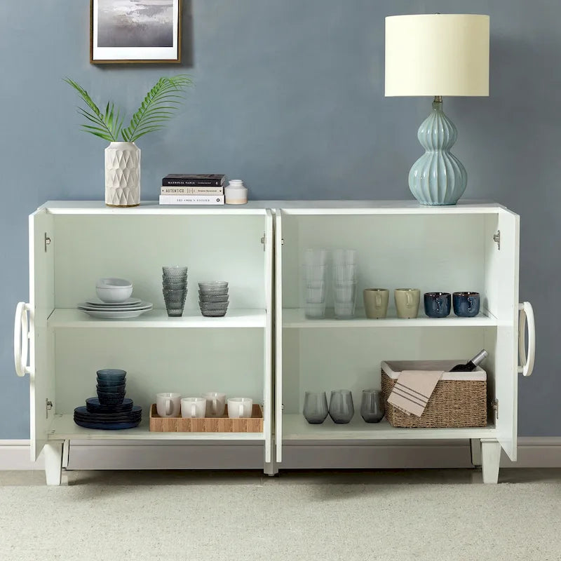 Connie 58 Buffet Dressoir Contemporain avec Poignées de Porte Rondes en Bois Massif par HULALA HOME