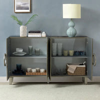Buffet contemporain Connie de 58 po avec poignées de porte rondes en bois massif par HULALA HOME