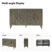 Buffet contemporain Connie de 58 po avec poignées de porte rondes en bois massif par HULALA HOME