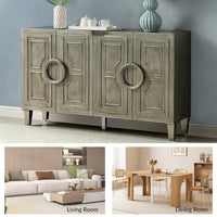 Buffet contemporain Connie de 58 po avec poignées de porte rondes en bois massif par HULALA HOME