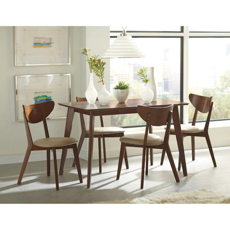 Chaises de salle à manger à dossier ouvert Markus beige et châtaigne (lot de 6)