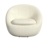 HomePop - Fauteuil pivotant en forme de tonneau rond, sherpa blanc