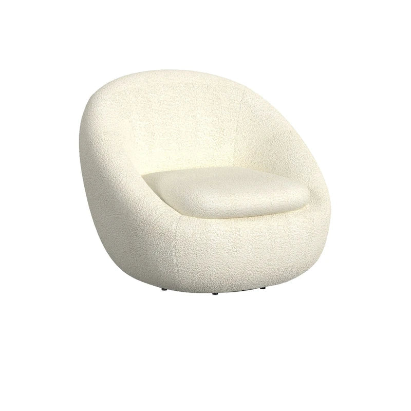 HomePop - Fauteuil pivotant en forme de tonneau rond, sherpa blanc