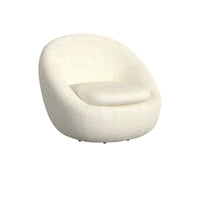 HomePop - Fauteuil pivotant en forme de tonneau rond, sherpa blanc