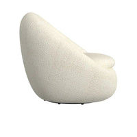 HomePop - Fauteuil pivotant en forme de tonneau rond, sherpa blanc