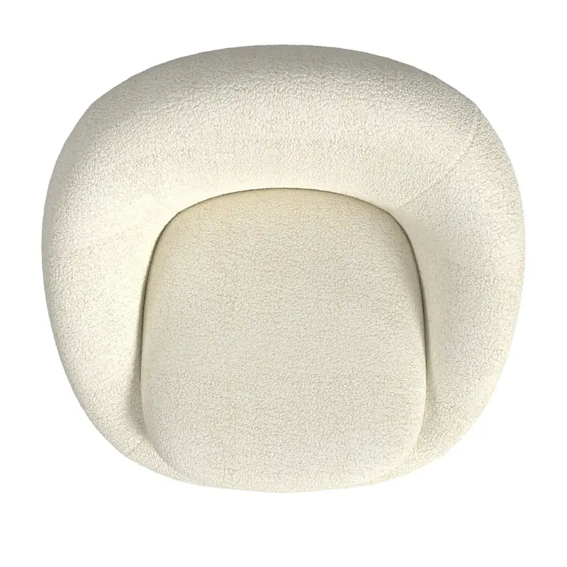 HomePop - Fauteuil pivotant en forme de tonneau rond, sherpa blanc