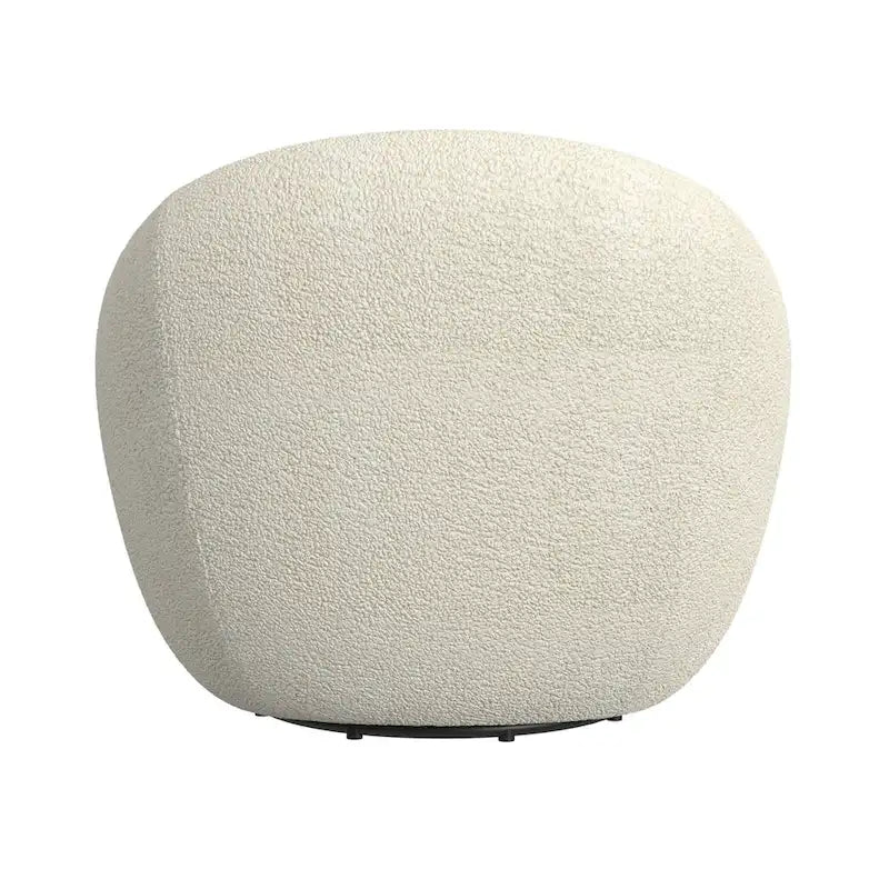 HomePop - Fauteuil pivotant en forme de tonneau rond, sherpa blanc