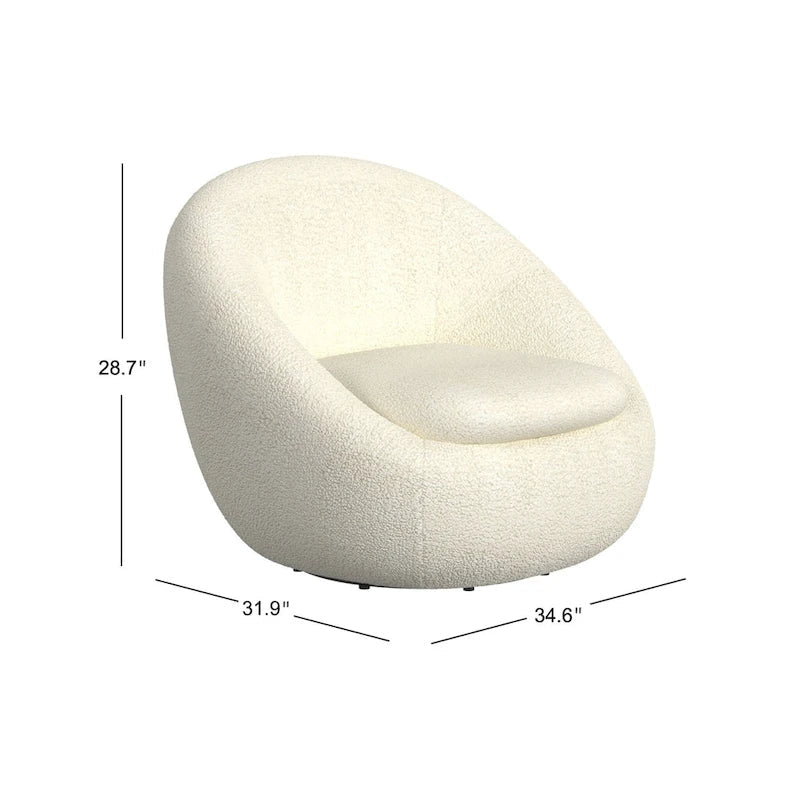 HomePop - Fauteuil pivotant en forme de tonneau rond, sherpa blanc