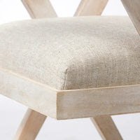 Topanga Chaise de salle à manger à assise enveloppante en tissu beige avec structure en bois massif blond - 23L x 22P x 31.5H