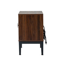 Table de chevet moderne 25 po de haut à 2 tiroirs avec station de recharge et pieds réglables (lot de 2) par HULALA HOME