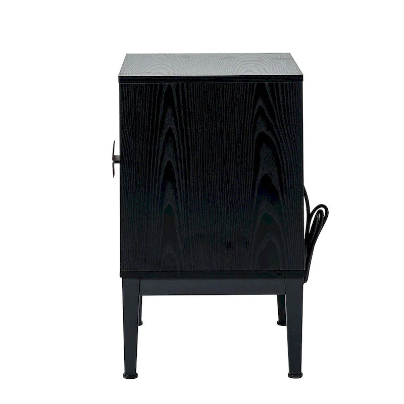 Table de chevet moderne 25 po de haut à 2 tiroirs avec station de recharge et pieds réglables (lot de 2) par HULALA HOME