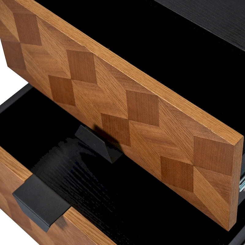 Table de chevet moderne 25 po de haut à 2 tiroirs avec station de recharge et pieds réglables (lot de 2) par HULALA HOME