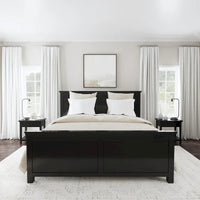 Lit King Oak Park en bois noir et deux tables de nuit