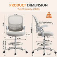 Chaise de bureau ergonomique haute de dessin avec accoudoirs rabattables