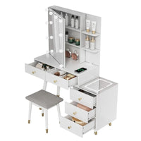Ensemble coiffeuse 5 tiroirs avec prises