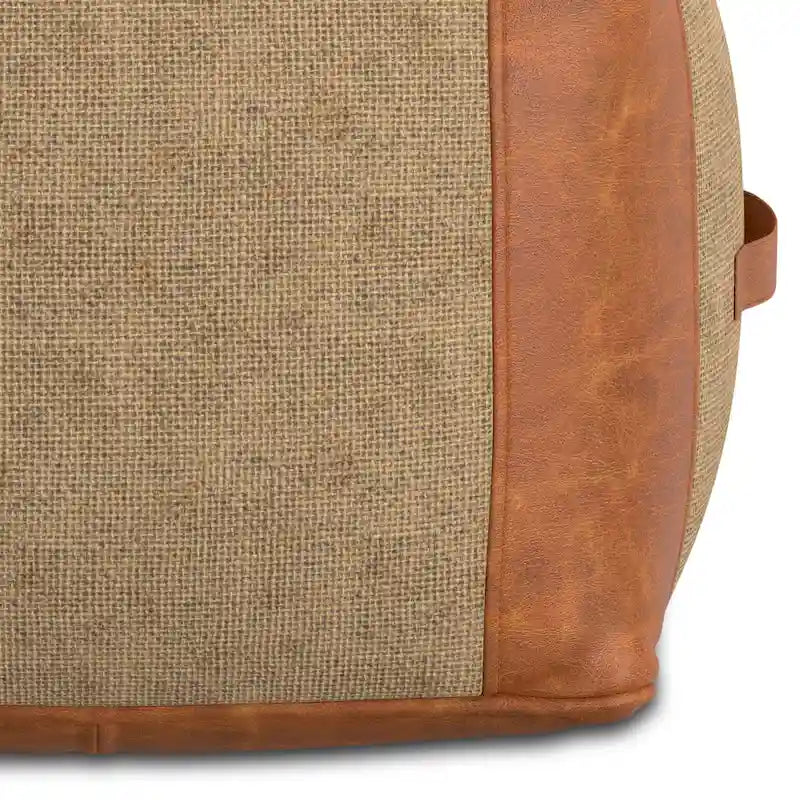 WYNDENHALL Castlebridge pouf carré bohème en cuir véritable, tan
