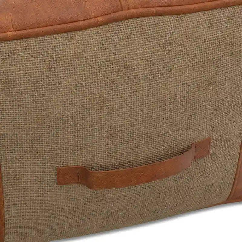 WYNDENHALL Castlebridge pouf carré bohème en cuir véritable, tan