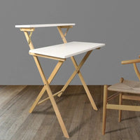 Bureau de travail pliable en bois massif à 2 niveaux pour ordinateur portable