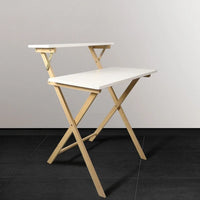 Bureau de travail pliable en bois massif à 2 niveaux pour ordinateur portable