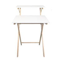 Bureau de travail pliable en bois massif à 2 niveaux pour ordinateur portable