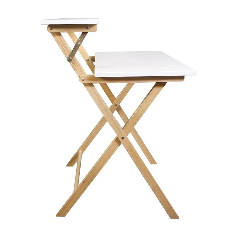 Bureau de travail pliable en bois massif à 2 niveaux pour ordinateur portable