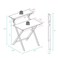 Bureau de travail pliable en bois massif à 2 niveaux pour ordinateur portable