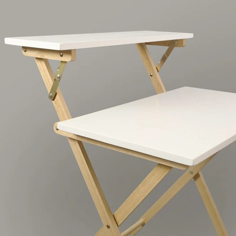 Bureau de travail pliable en bois massif à 2 niveaux pour ordinateur portable