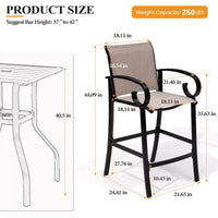 Crestlive Products Tabourets de bar pivotants hauteur comptoir 27,8'', lot de 2, cadre en aluminium avec tissu Sunbrella