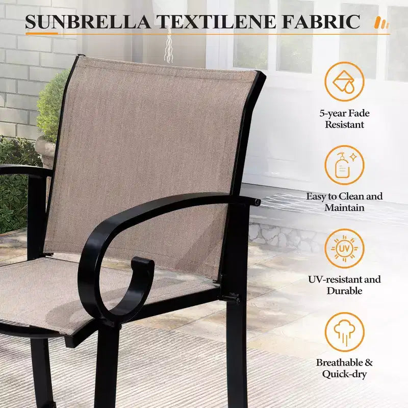 Crestlive Products Tabourets de bar pivotants hauteur comptoir 27,8'', lot de 2, cadre en aluminium avec tissu Sunbrella